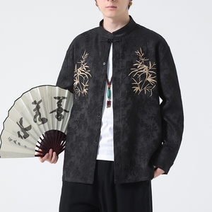2024春夏风男装刺绣中式唐装汉服长袖衬衫衬衣C229-Y1011-P80图片