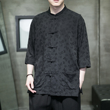 2023夏风男装唐装汉服短袖五分袖衬衫衬衣C229/Y973/P65，男装衬衫，电商C229-1