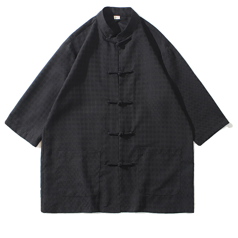 2024春夏新款风男装冰丝唐装汉服盘扣衬衫衬衣C229-Y906-P65,男装衬衫,电商C229-1