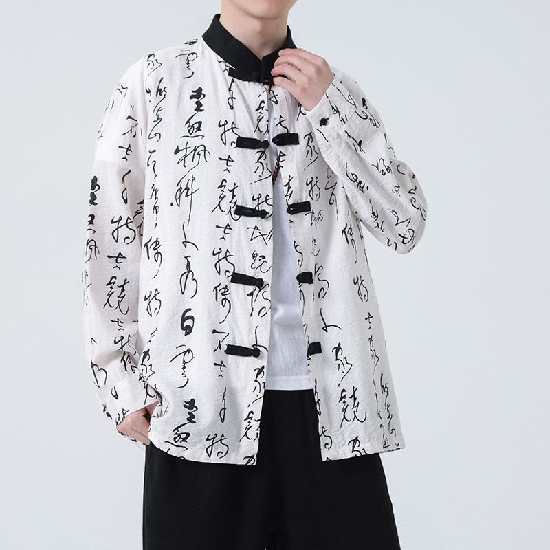 2024春夏风男装棉麻亚麻中式唐装汉服长袖衬衫C229-Y999-P75,男装衬衫,电商C229-1