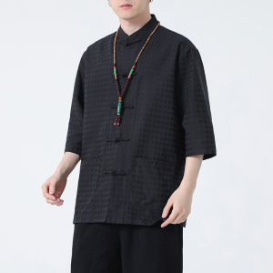2024春夏风男装盘扣中式唐装汉服五分袖衬衫C229-Y906-P65图片