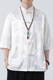 2024春夏风男装金属盘扣唐装汉服短袖衬衫衬衣C229-Y1015-68，男装衬衫，电商C229-1