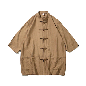 2024夏季风男装盘扣中式唐装汉服短袖衬衫衬衣C229/Y729/P65图片