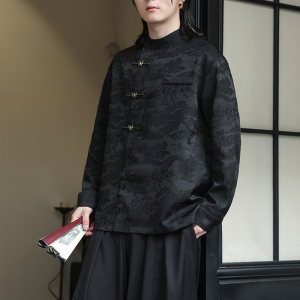 2024春夏风男装冰丝复古中式唐装汉服长袖衬衫C229-Y997-P80图片