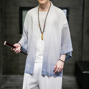 夏款风男装冰丝唐装汉服披风风衣外套防晒衣C229/Y609/P40图片