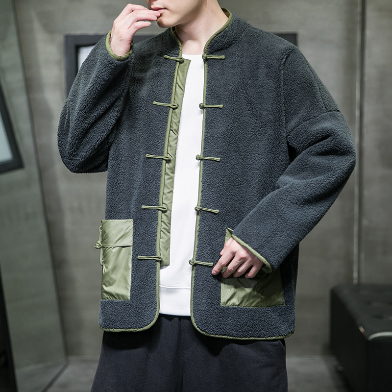 秋冬风男装羊羔毛盘扣中式唐装汉服棉衣外套C229/Y919/P140,男装棉衣,电商C229-1
