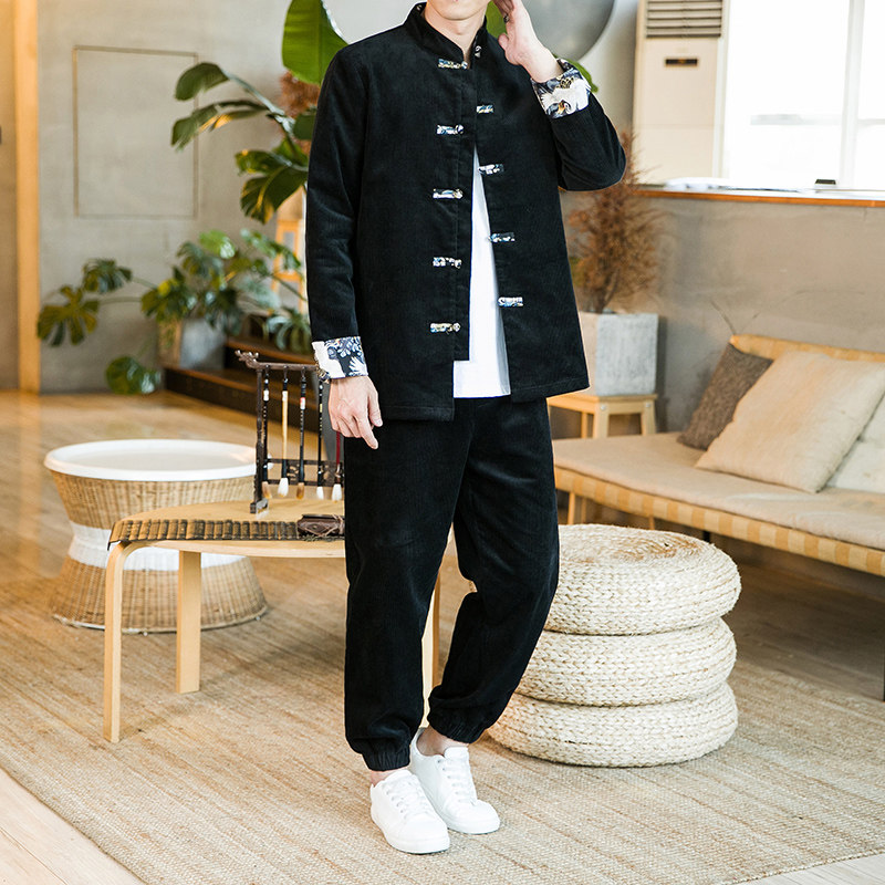 秋冬风男装灯芯绒复古套装两件套宽松大码C229/TZ338/P115图片
