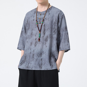 2024春夏风男装复古中式唐装汉服盘扣短袖T恤C229-T212-P60图片