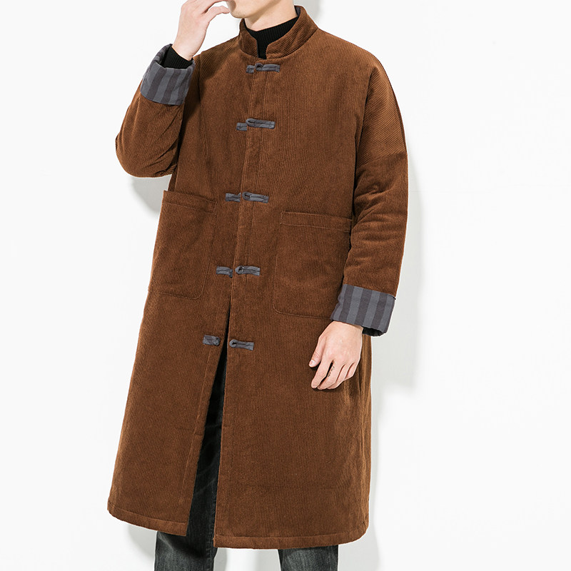 秋冬风男装盘扣长款日系唐装汉服棉衣棉袄棉服C229/MY48/P175,男装棉衣,电商C229-1
