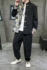 2024秋冬风男装拼接撞色唐装汉服套装两件套C229/TZ334/P105图片