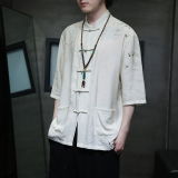 2024夏风男装印花唐装汉服短袖五分袖衬衫衬衣C229-Y1020-P70，男装衬衫，电商C229-1
