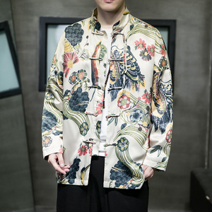 2024春夏风男装印花唐装复古盘扣汉服夹克外套C229/Y734/P90图片