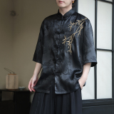 2024夏季风男装绣花中式唐装汉服短袖衬衫衬衣C229-Y1016-P65，男装衬衫，电商C229-1
