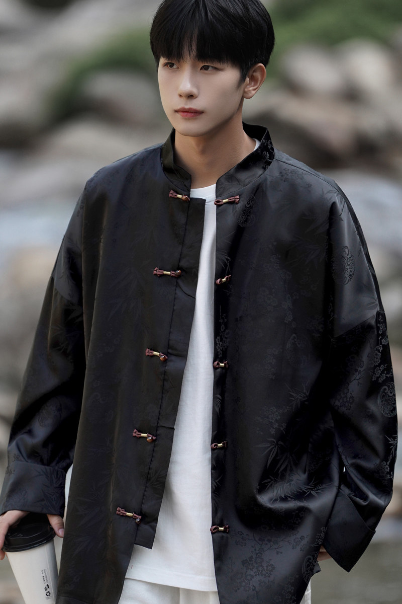 2024秋冬风男装缎面复古中式唐装汉服夹克外套C229/Y771/P100,男装夹克,电商C229-1