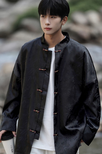 2024秋冬风男装缎面复古中式唐装汉服夹克外套C229/Y771/P100图片