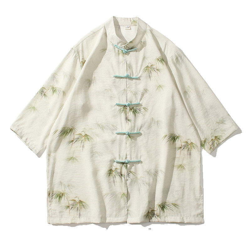 2024夏风男装印花唐装汉服五分袖短袖衬衫衬衣C229-Y1003-P70,男装衬衫,电商C229-1
