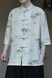 2024夏风男装冰丝唐装汉服短袖五分袖衬衫衬衣C229-Y1003-P70，男装衬衫，电商C229-1
