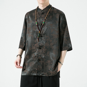 2024春夏新款风男装提花唐装汉服短袖衬衫衬衣C229/Y941/P65图片