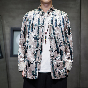 2024秋风男装丽丝绒复古中式唐装汉服夹克外套C229/Y761/P100图片