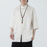 2024夏风男装冰丝唐装汉服短袖五分袖衬衫衬衣C229-Y1029-P70，男装衬衫，电商C229-1