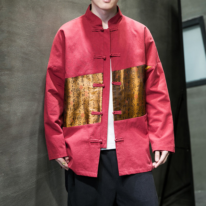 2024秋冬风男装拼接唐装上衣汉服夹克外套大码C229/Y719/P80，男装夹克，电商C229-1