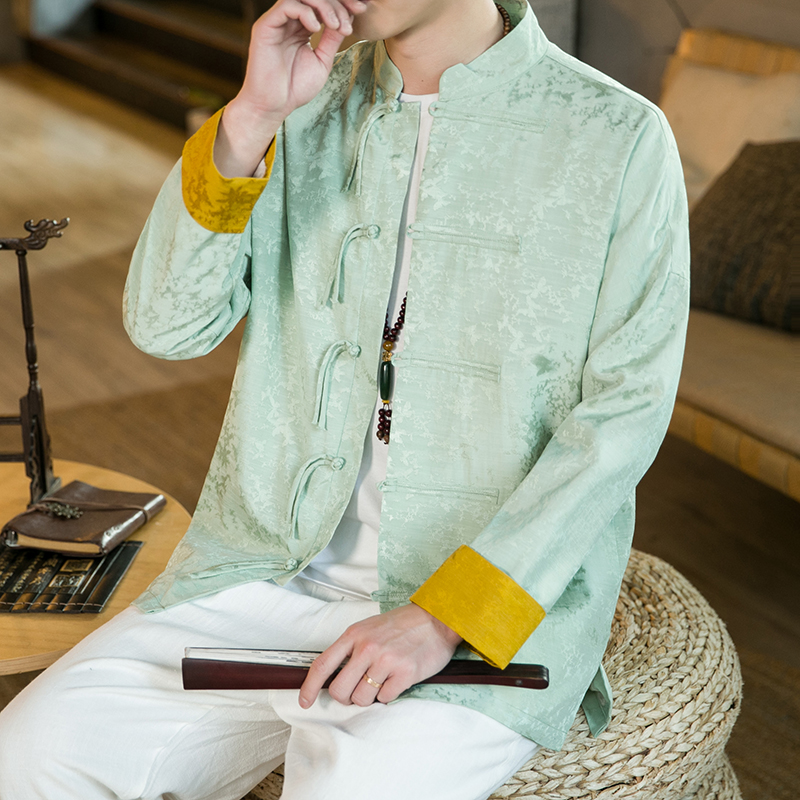 2023风男装冰丝盘扣复古中式唐装汉服夹克外套C229/Y665/P90，男装夹克，电商C229-1