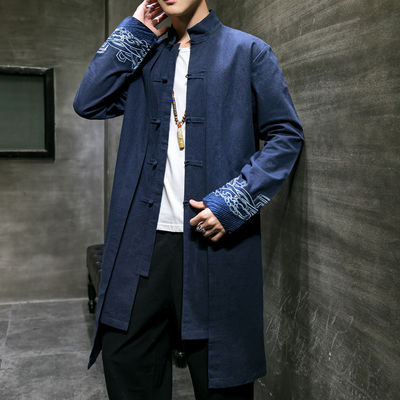 2024秋冬风男装刺绣中长款风衣男休闲外套大码C229/F51/P90,男装风衣,电商C229-1