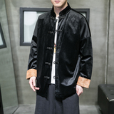风男装丽丝绒撞色盘扣中式唐装汉服夹克外套C229/Y910/P85，男装夹克，电商C229-1