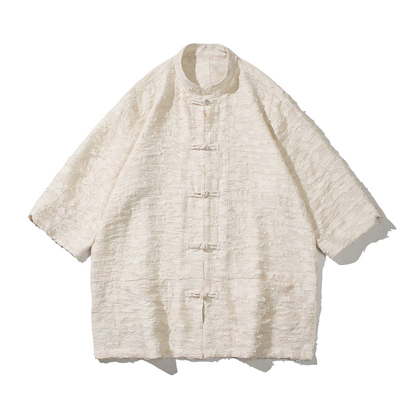 风男装棉亚麻唐装汉服短袖五分袖衬衫衬衣白底C229/Y975/P78,男装衬衫,电商C229-1