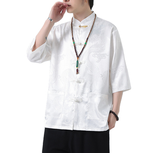 2024春夏风男装金属扣子中式五分袖衬衫衬衣C229-Y1015-P68图片