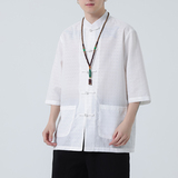 2024春夏风男装盘扣中式唐装汉服五分袖衬衫C229-Y906-P65，男装衬衫，电商C229-1