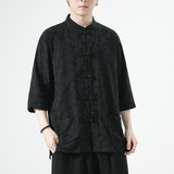 2023风男装风男装唐装汉服短袖五分袖衬衫C229/Y973/P65，男装衬衫，电商C229-1