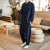 2024秋冬风男装棉麻亚麻唐装汉服套装两件套C229/TZ04/P100，男装休闲套装，电商C229-1