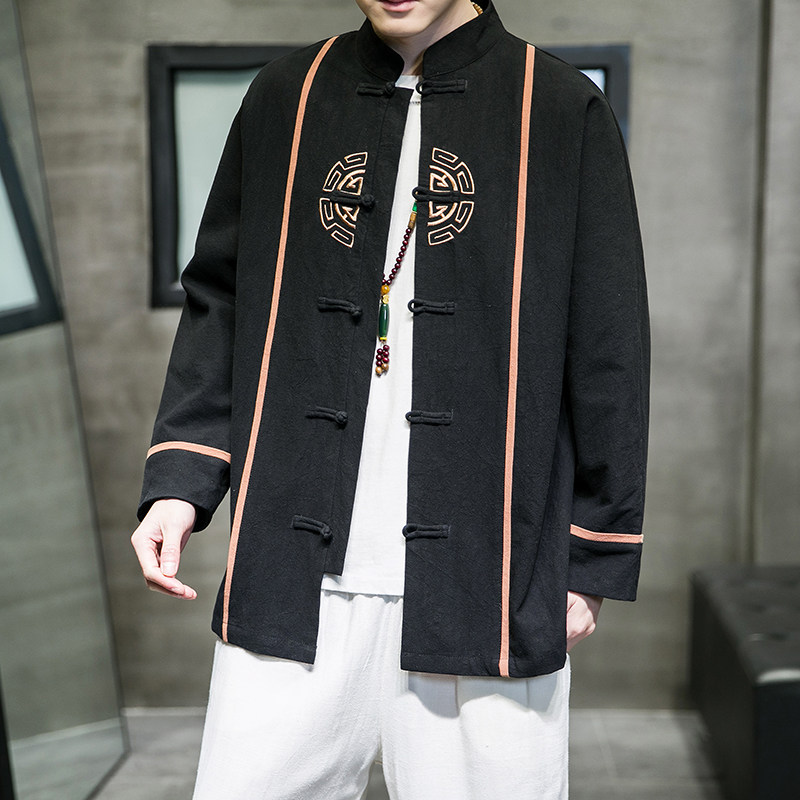 2024春夏风男装棉麻亚麻刺绣唐装汉服夹克外套C229/Y649/P80,男装夹克,电商C229-1