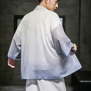 夏款风男装冰丝唐装汉服披风风衣外套防晒衣C229/Y609/P40图片
