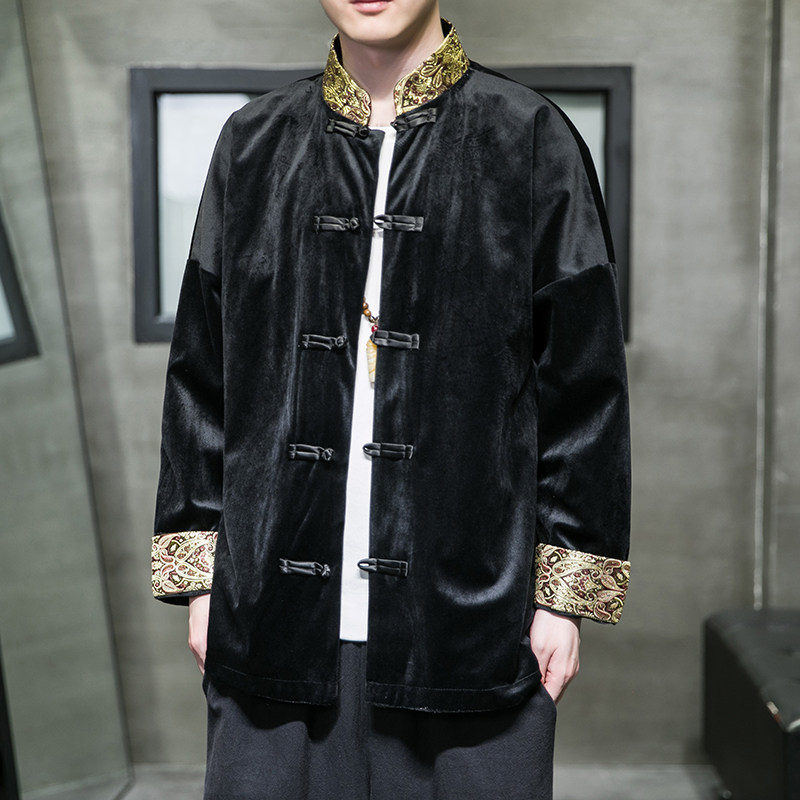 2024秋冬风男装撞色复古中式唐装汉服夹克外套C229/Y917/P80,男装夹克,电商C229-1