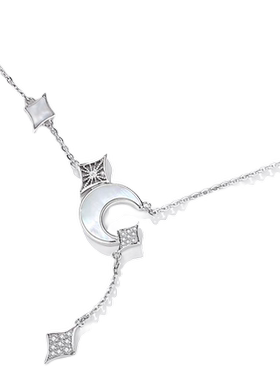 恋尚爱女纯银星月项链锁骨链