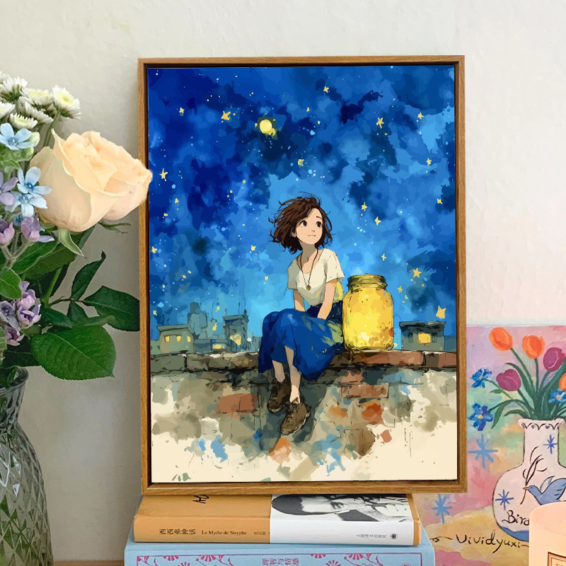 萤火虫女孩卡通宫崎骏画风DIY