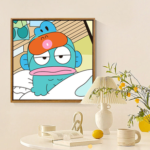 人鱼汉顿小丑鱼卡通可爱diy数字油画丙烯手工填充儿童家居装饰画