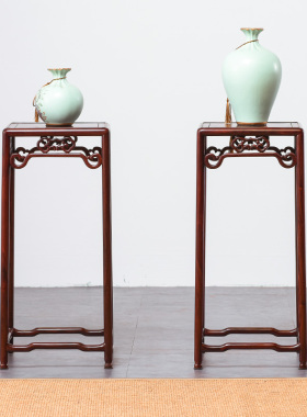 中式实木花架赞比亚血檀花几客厅花瓶架非洲小叶紫檀绿萝花盆景架