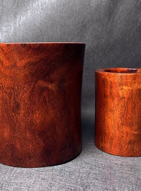 小叶紫檀笔筒原木复古毛中式笔筒办公桌文房四宝红木雕刻书房礼品