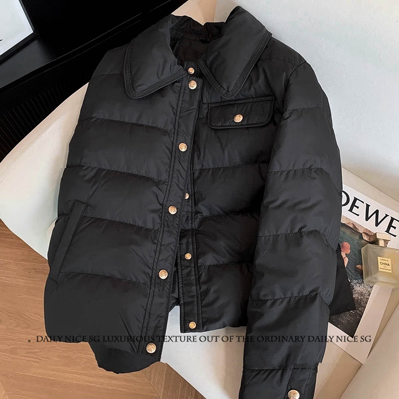 小香风单排暗扣短款显瘦棉服外套