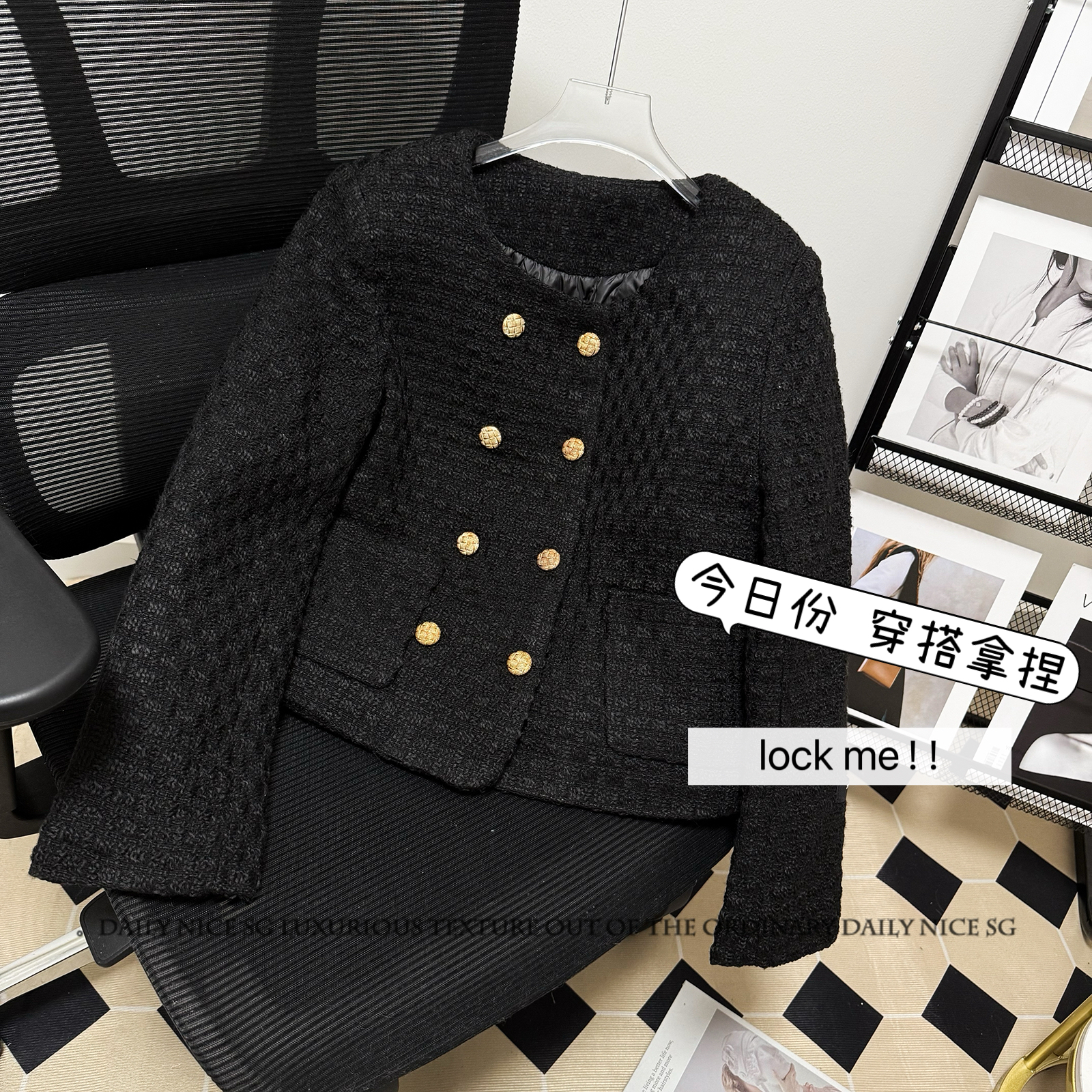 小香风气质双排扣夹棉加厚外套女