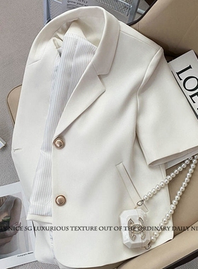 2025夏季新款小香风气质休闲百搭显瘦短款短袖小西装外套女薄西服