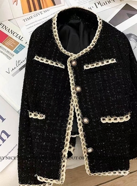 秋季新款法式小香风气质洛丽塔金丝边单排扣短款显瘦小外套女外搭