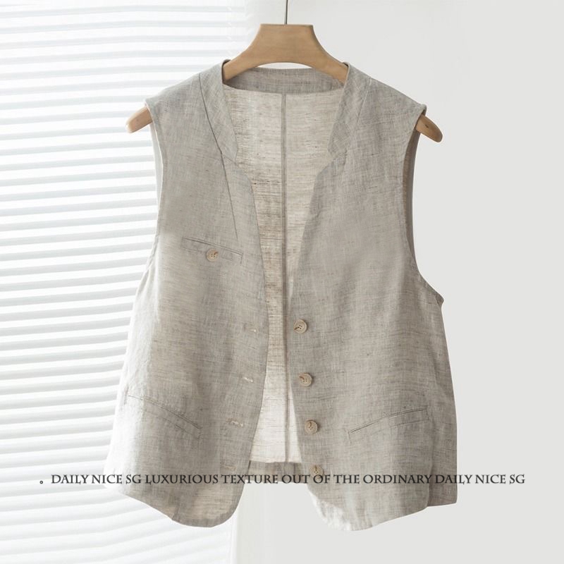 休闲百搭气质V领薄款小马甲背心