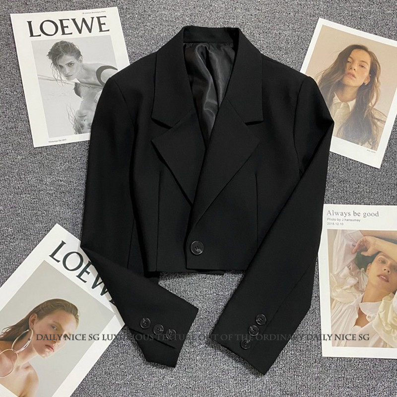 新款洋气时尚百搭显瘦学院风黑色一粒扣短款小西装女士小西服外套,女装/女士精品,西装,淘宝优惠券,粉丝福利购,淘宝优惠卷