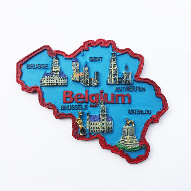 比利时创意家居装饰旅游纪念工艺品礼物立体地图地名磁铁冰箱贴