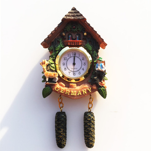 德国立体时钟木屋松果咕咕钟旅游纪念装饰工艺品礼物磁铁冰箱贴