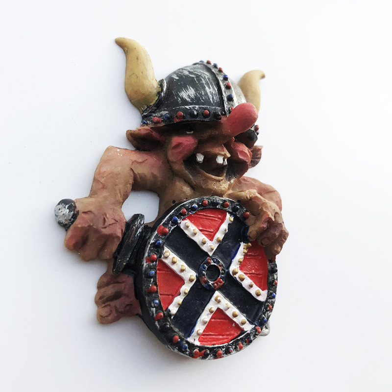 挪威创意磁铁冰箱贴创意牛角盔武士旅游纪念装饰立体彩绘工艺礼品